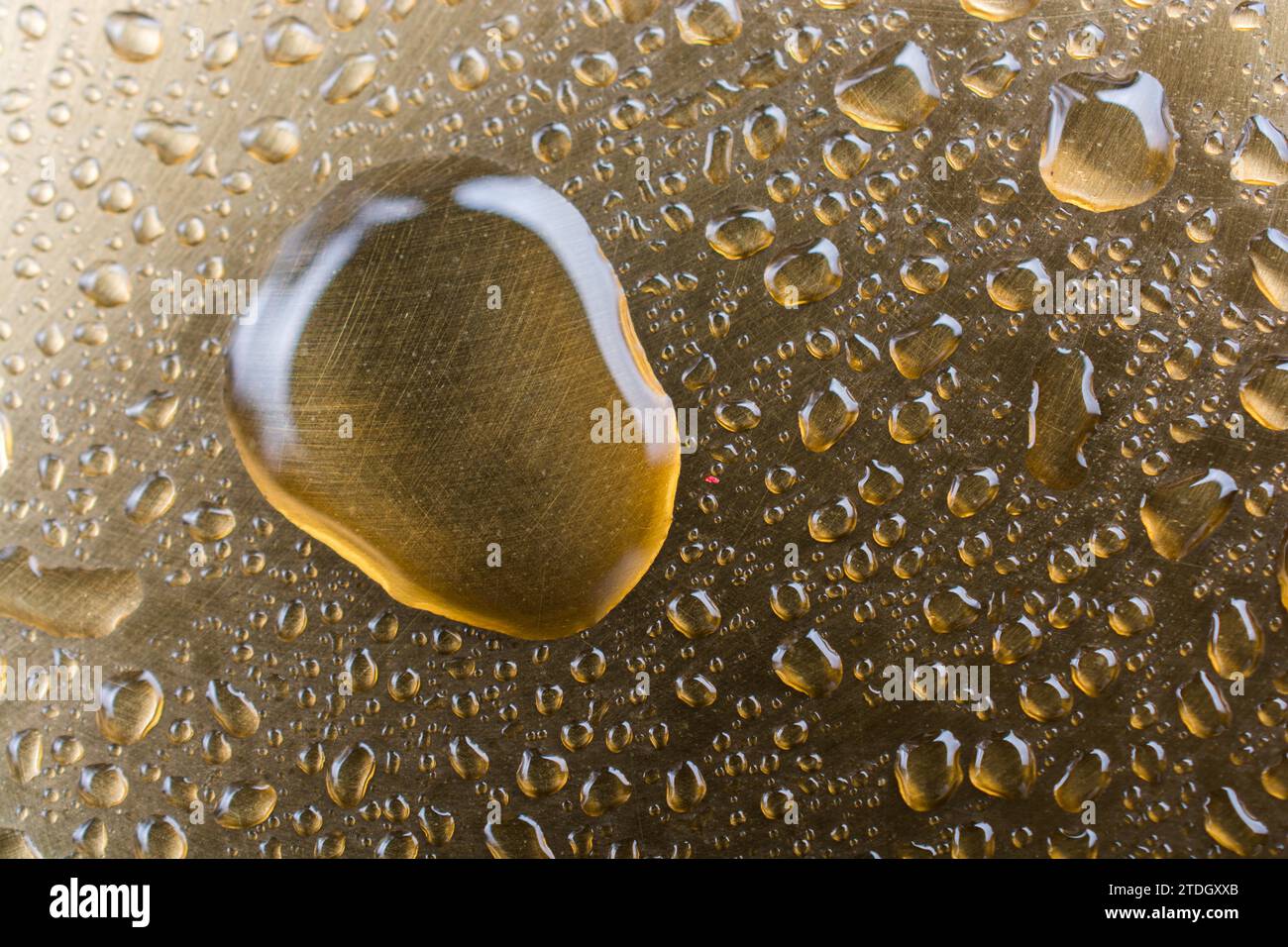 Background covered with water drops in close-up view Stock Photo