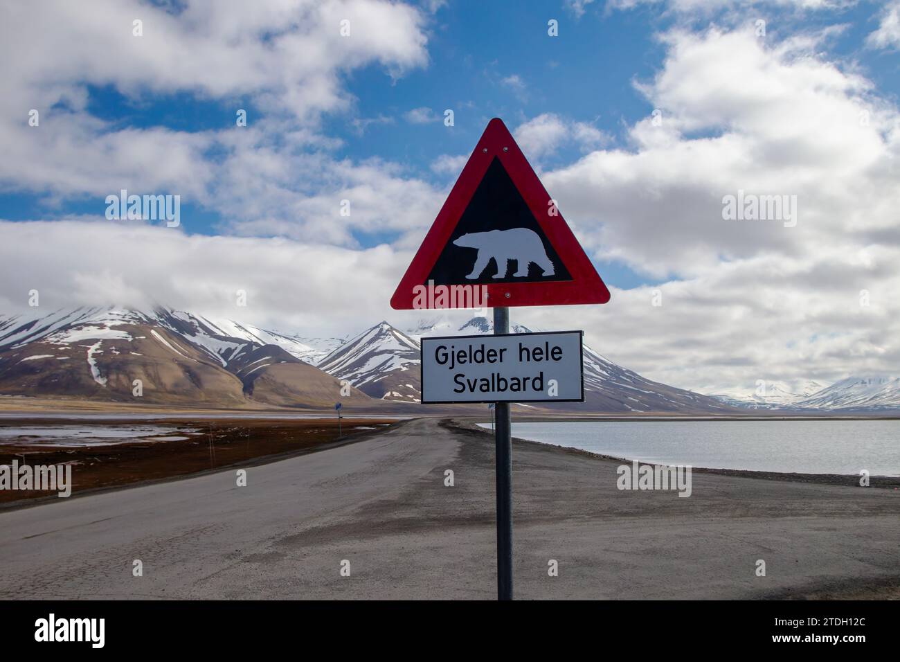 Polar Bear Warning Sign Stock Photo