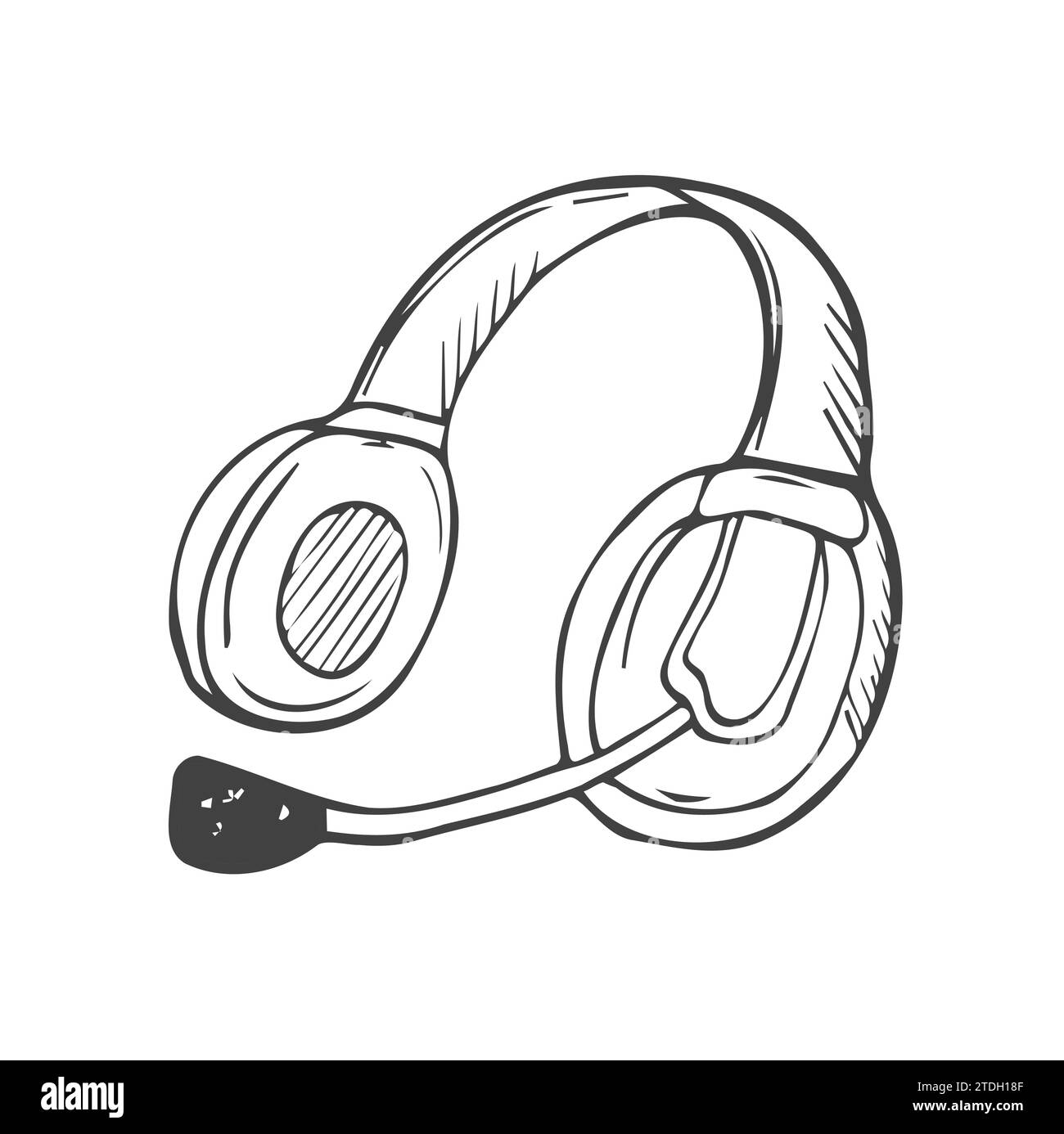 Headset Audio icon in doodle sketch lines. Headphone for gamers