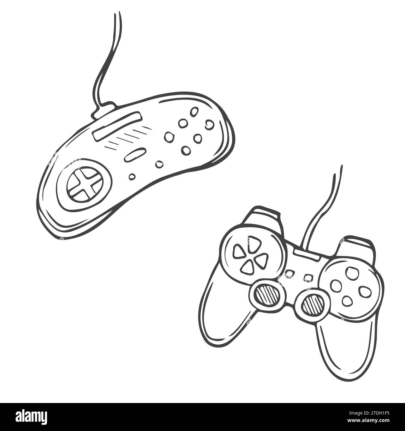 hand drawn game pad. doodle sketch icon Stock Vector