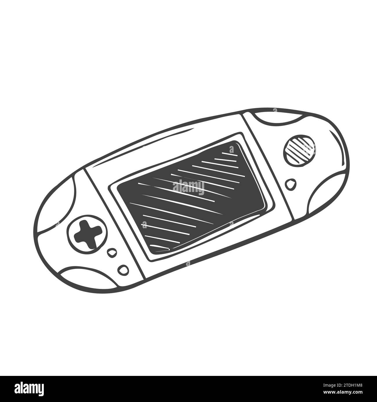 Doodle gameboy console. Joystick for game. Video games concept. Isolated vector Stock Vector