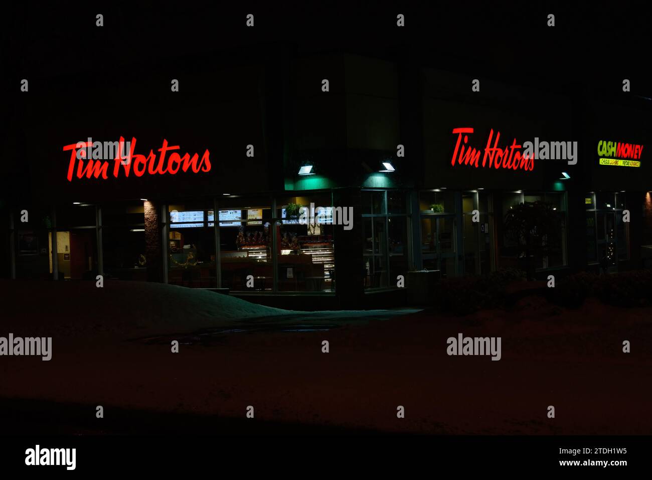 Tim Hortons at night, Toronto, Canada, 2013, Stock Photo