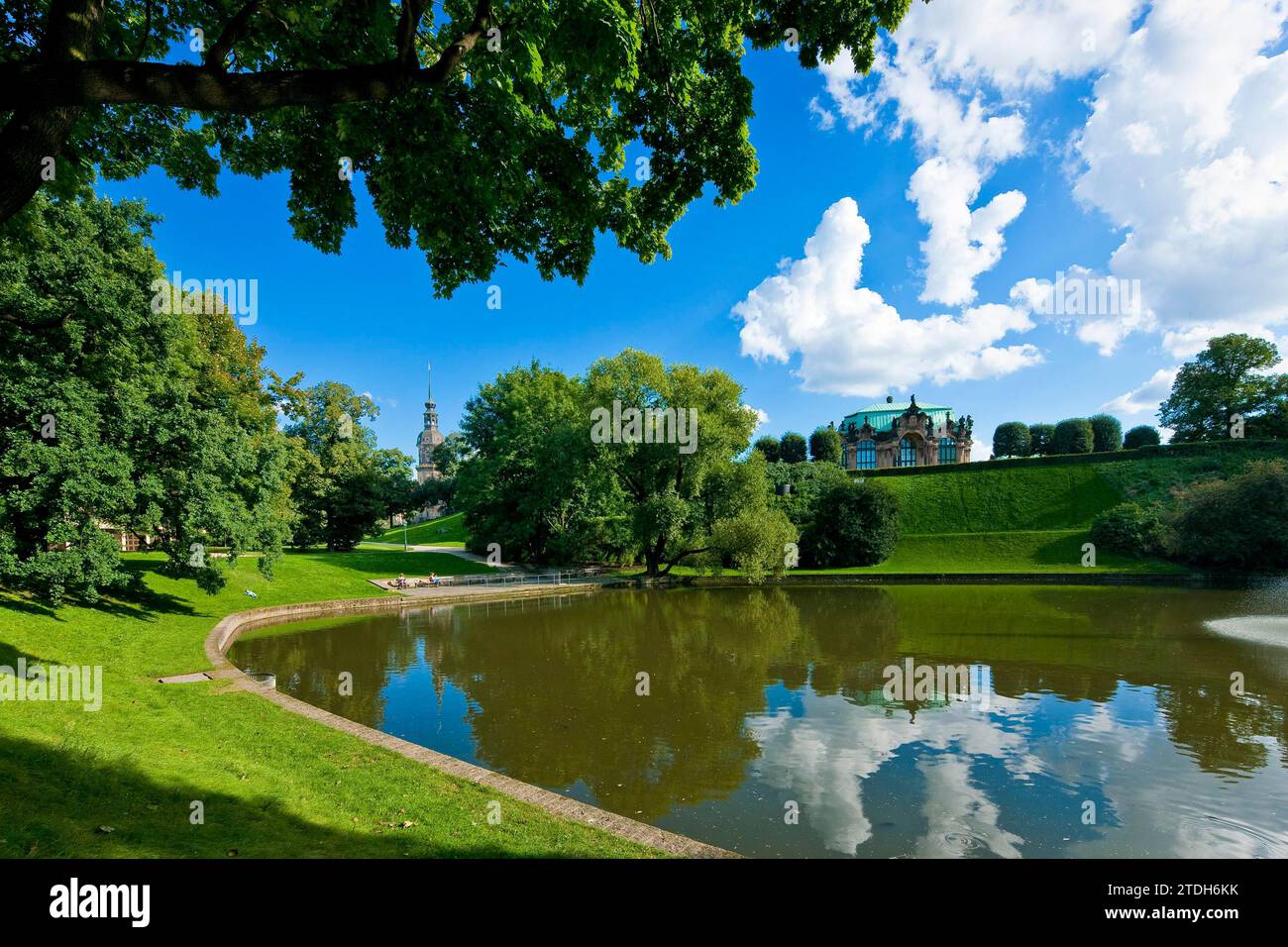 As a world-famous work of art, it is an important tourist destination for all visitors to the city. Zwinger pond Stock Photo