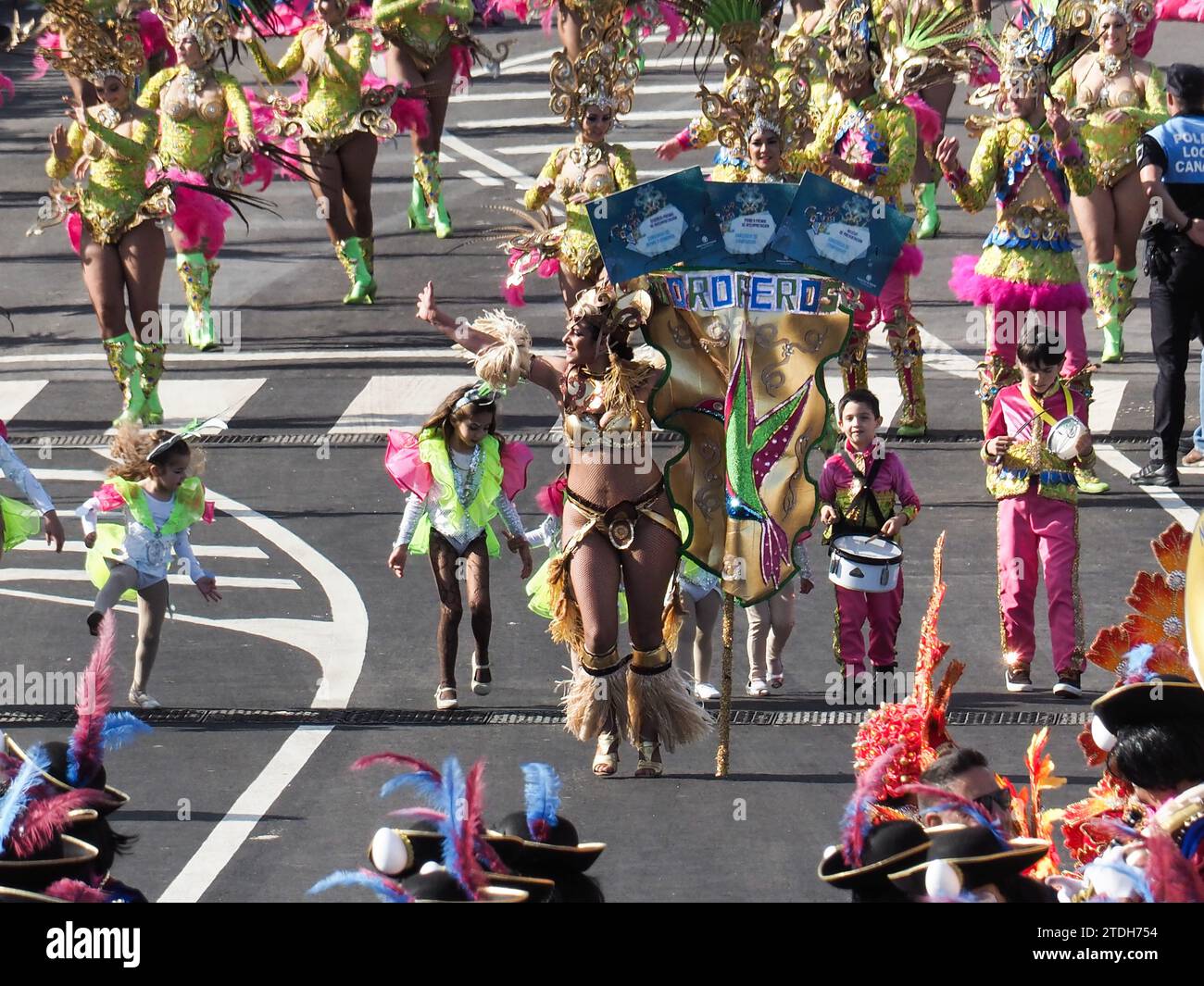 Tenerife, Spain- mar 05, 2019: Famous Carnival Festival in the streets of Santa Cruz de Tenerife, characters and groups to the rhythm of percussion. Stock Photo