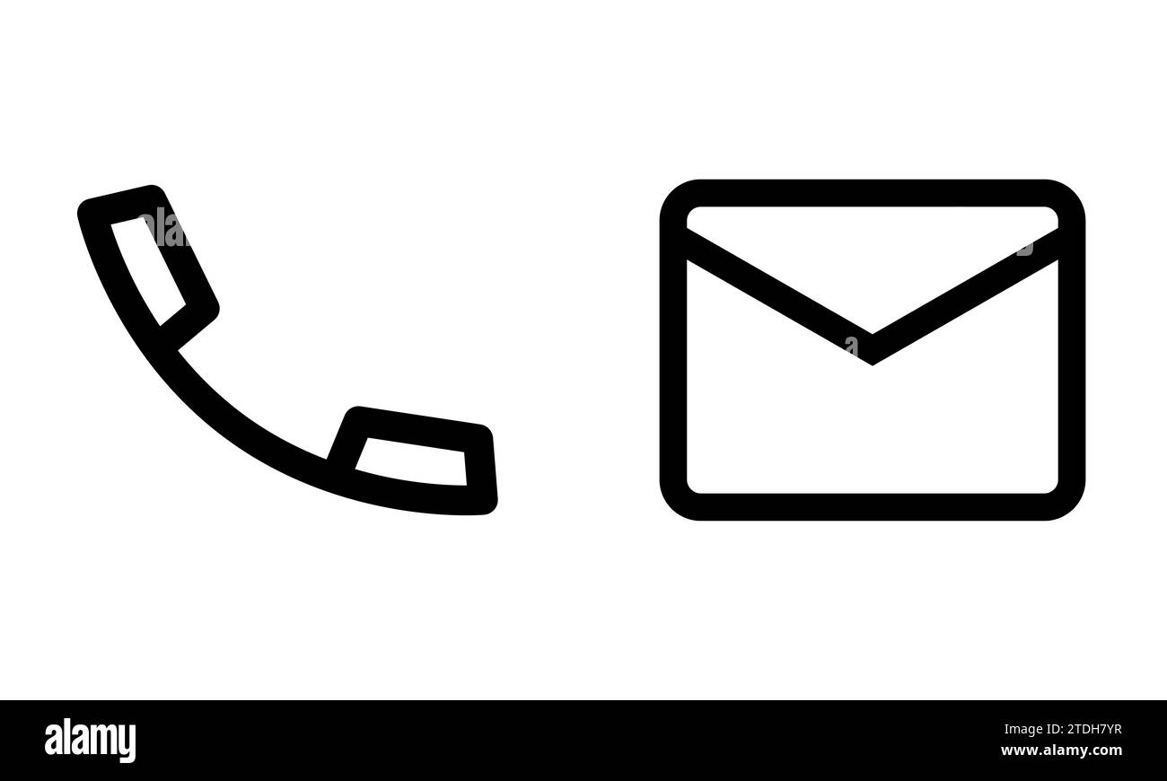 contact us icon set - phone contact and address, a simple symbol of a post envelope and a telephone Stock Vector