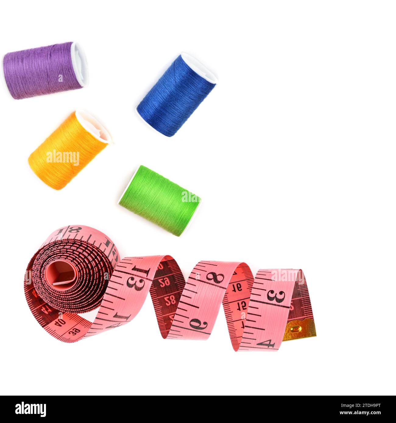 Thread Composition Composition with threads and sewing accessories isolated on white ...