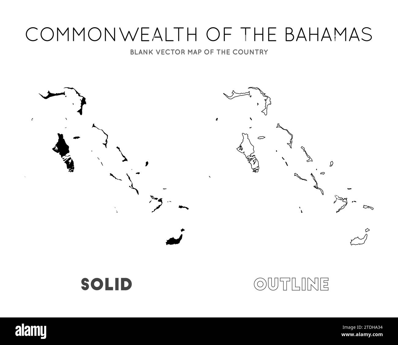 Bahamas map. Blank vector map of the Country. Borders of Bahamas for your infographic. Vector illustration. Stock Vector