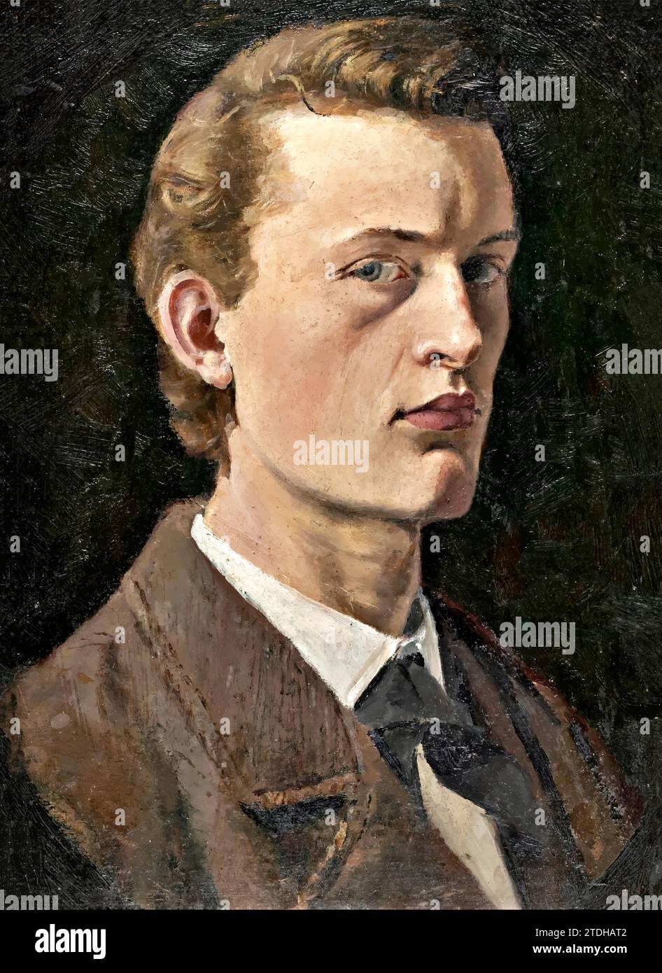 Self-Portrait, 1882, (Painting) by Artist Munch, Edvard (1863-1944) / Norwegian. Stock Vector