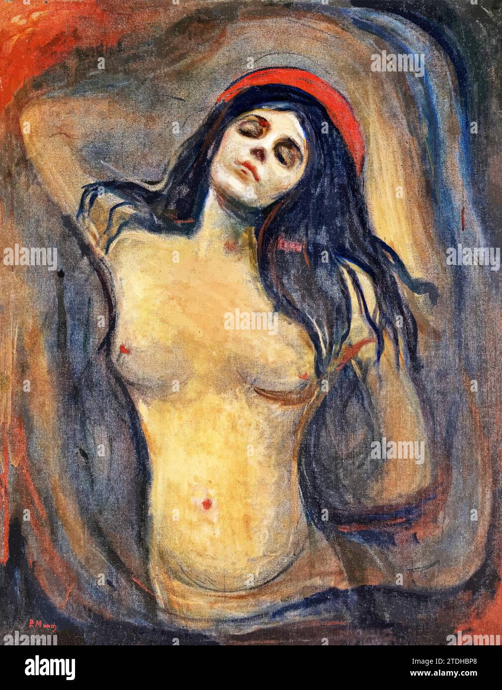 Madonna, 1894-95 (Painting) by Artist Munch, Edvard (1863-1944) / Norwegian. Stock Vector