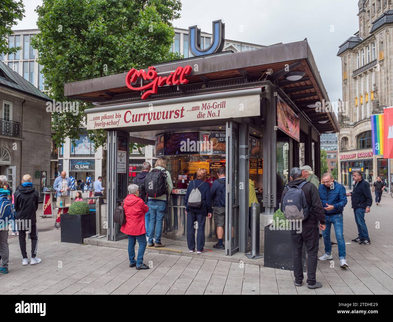 The Mö-Grill food shop outside the Mönckebergstraße U-bahn.station in Hamburg, Germany. Stock Photo