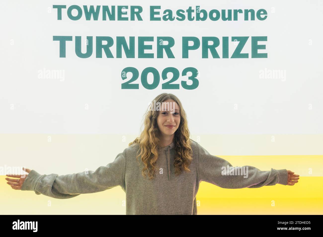 Visiting the Turner Prize exhibition at the Towner Art Gallery in Eastbourne Sussex Stock Photo