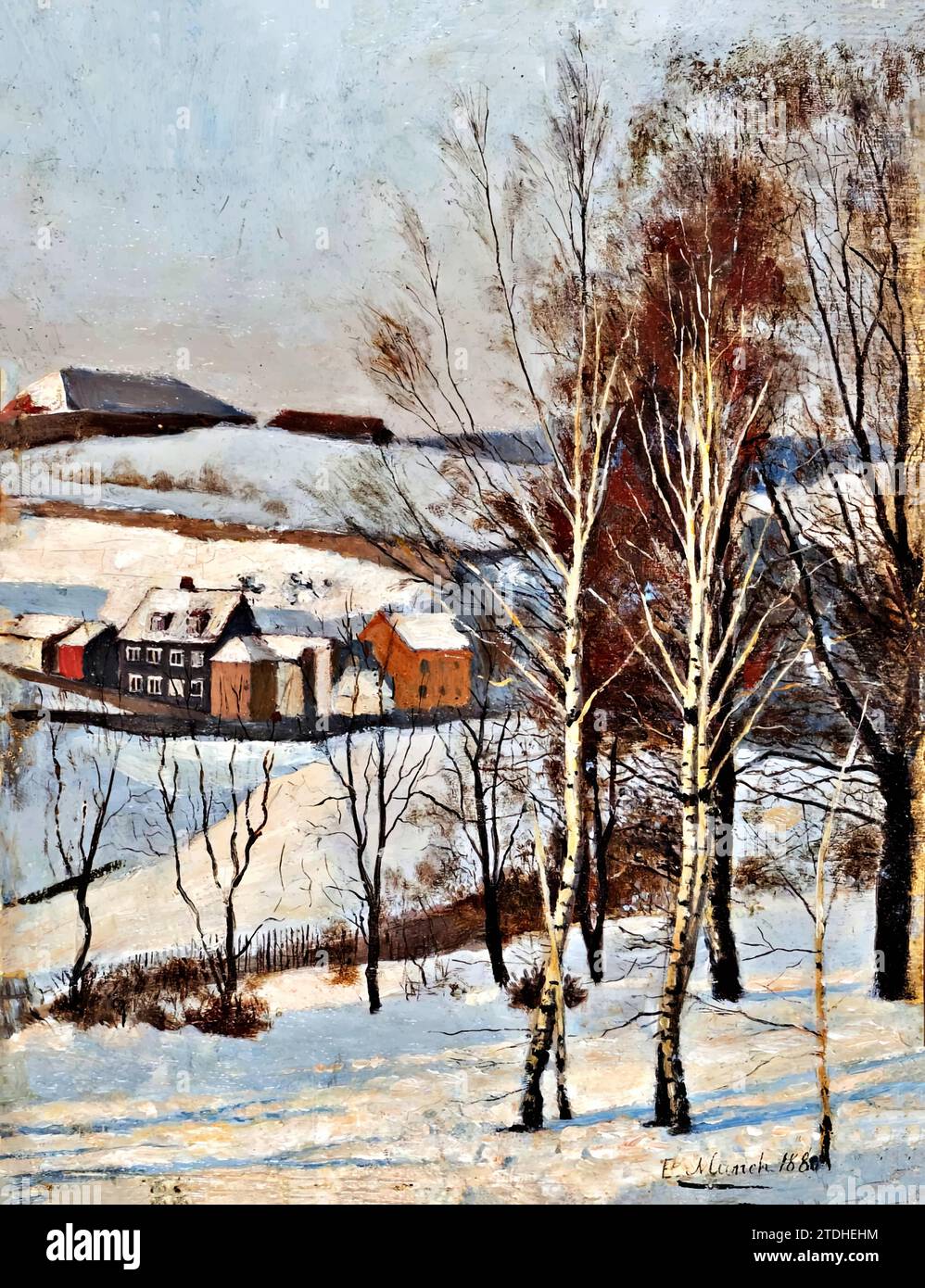 View from Fossveien (Utsikt fra Fossveien), 1880 (Painting) by Artist Munch, Edvard (1863-1944) / Norwegian. Stock Vector