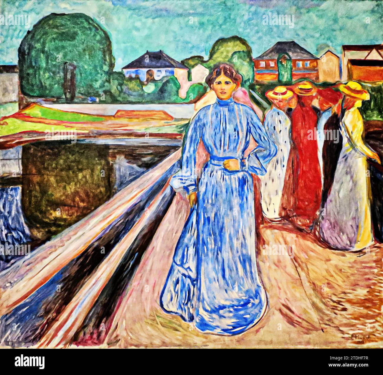 The Women on the Bridge or The Women on the Jetty, 1902 (Painting) by Artist Munch, Edvard (1863-1944) / Norwegian. Stock Vector