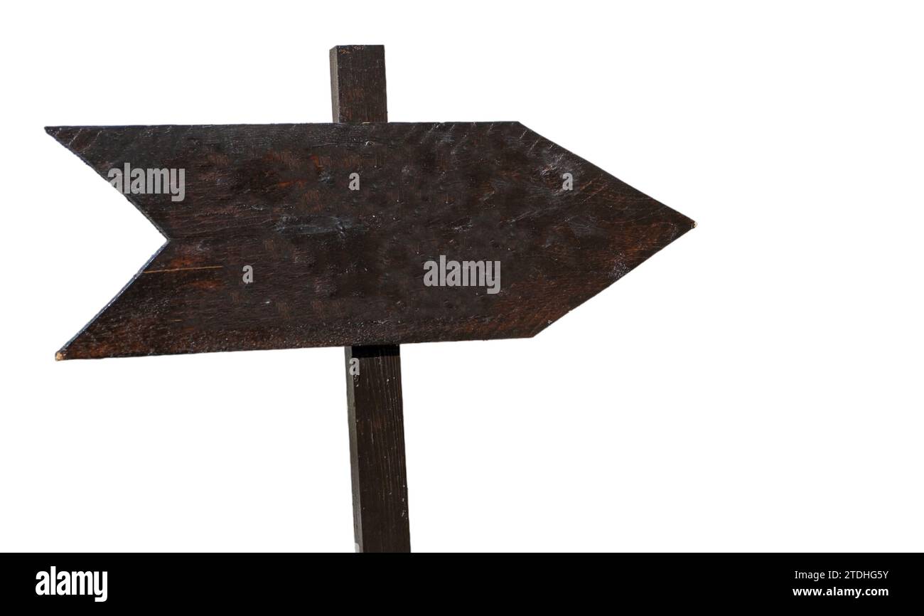 Old wooden arrow sign isolated on white transparent Stock Photo - Alamy