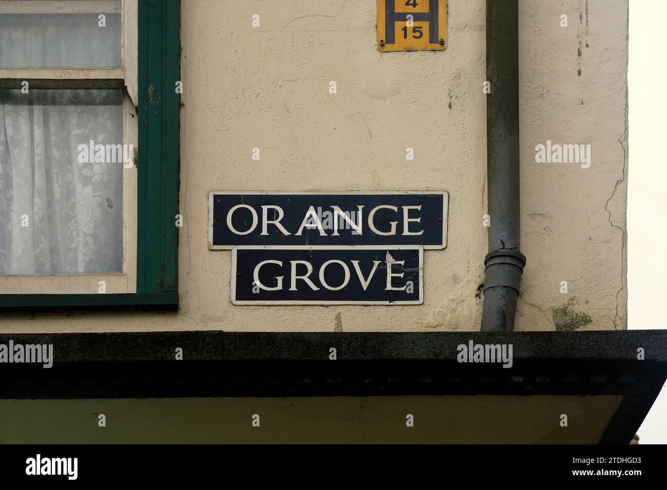 Street sign for Orange Grove on the side of a building, Bath, Somerset,  England. December 2023 Stock Photo