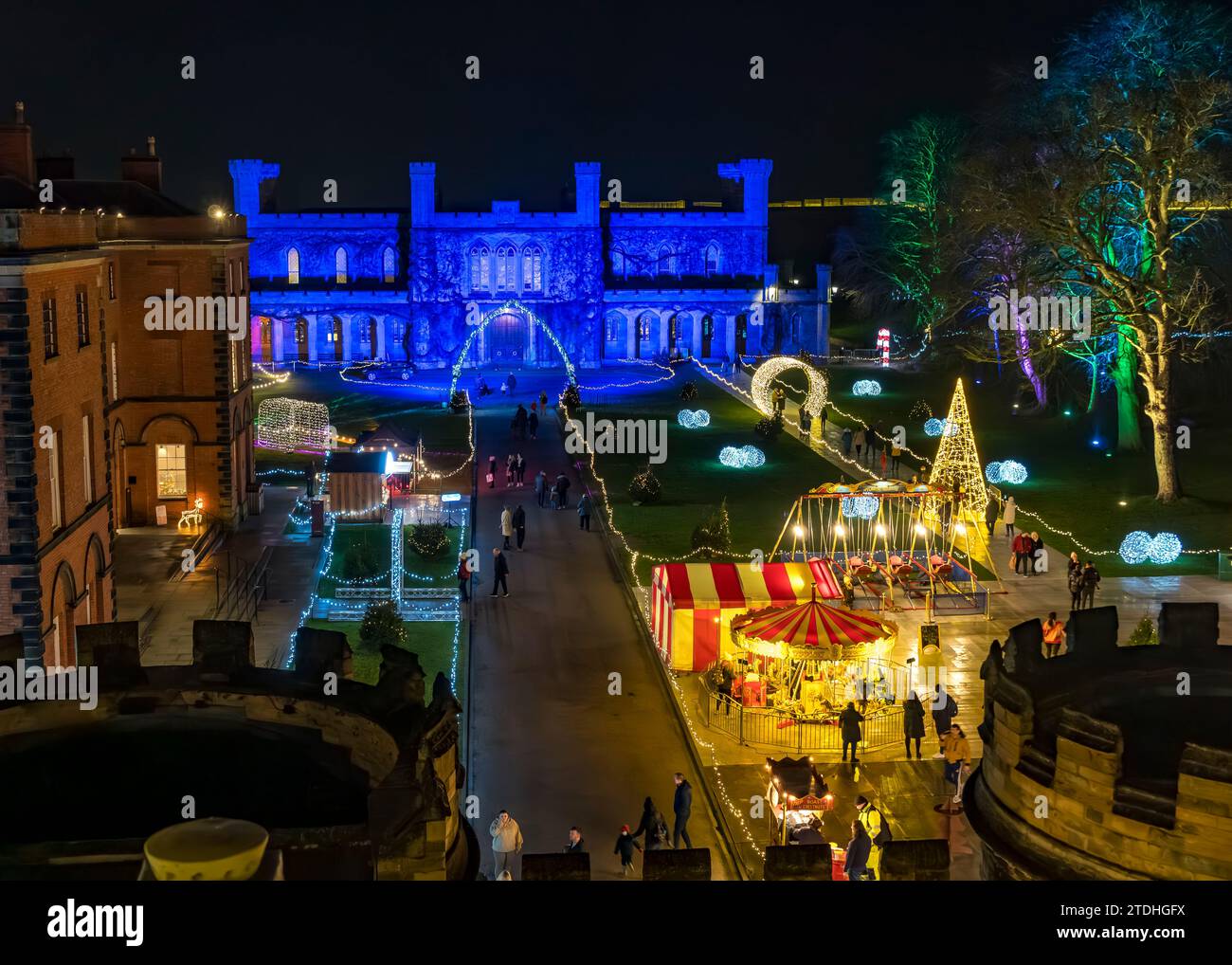 Christmas illuminations Lincoln castle, Lincoln City, Lincolnshire, England, UK Stock Photo Alamy