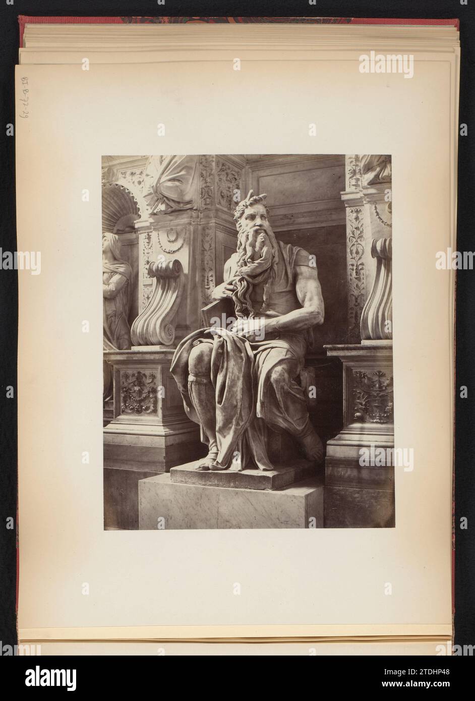 Sculpture of Mozes by Michelangelo, monument for Julius II, S. Pietro in Vincoli in Rome, Italy, Anonymous, After Michelangelo, 1870 - 1890 This photo is part of an album. Rome paper albumen print  San Pietro in Vincoli This photo is part of an album. Rome paper albumen print  San Pietro in Vincoli Stock Photo