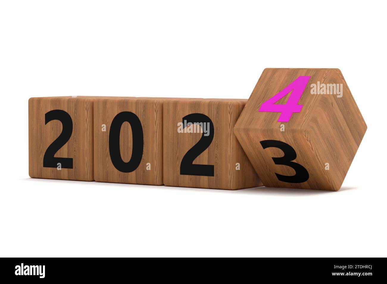 Flipping of 2023 to 2024 on block cube for preparation happy new year
