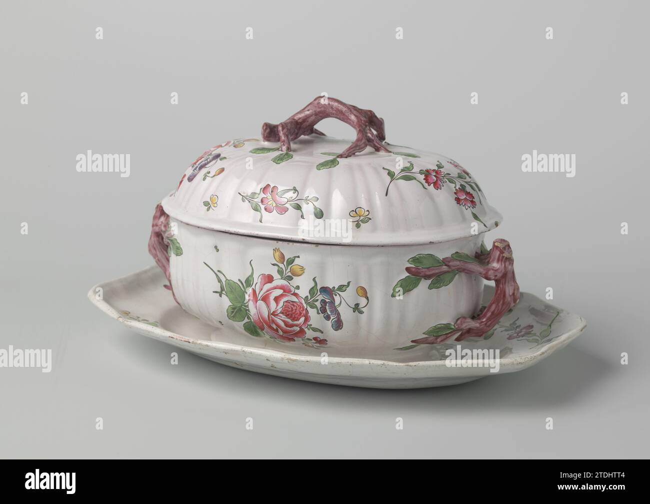 18th Century Faience Dish with Lobed Edge - Florals with Peacock Motif 18th Century Faience Dish with Lobed Edge - Florals with Peacock Motif