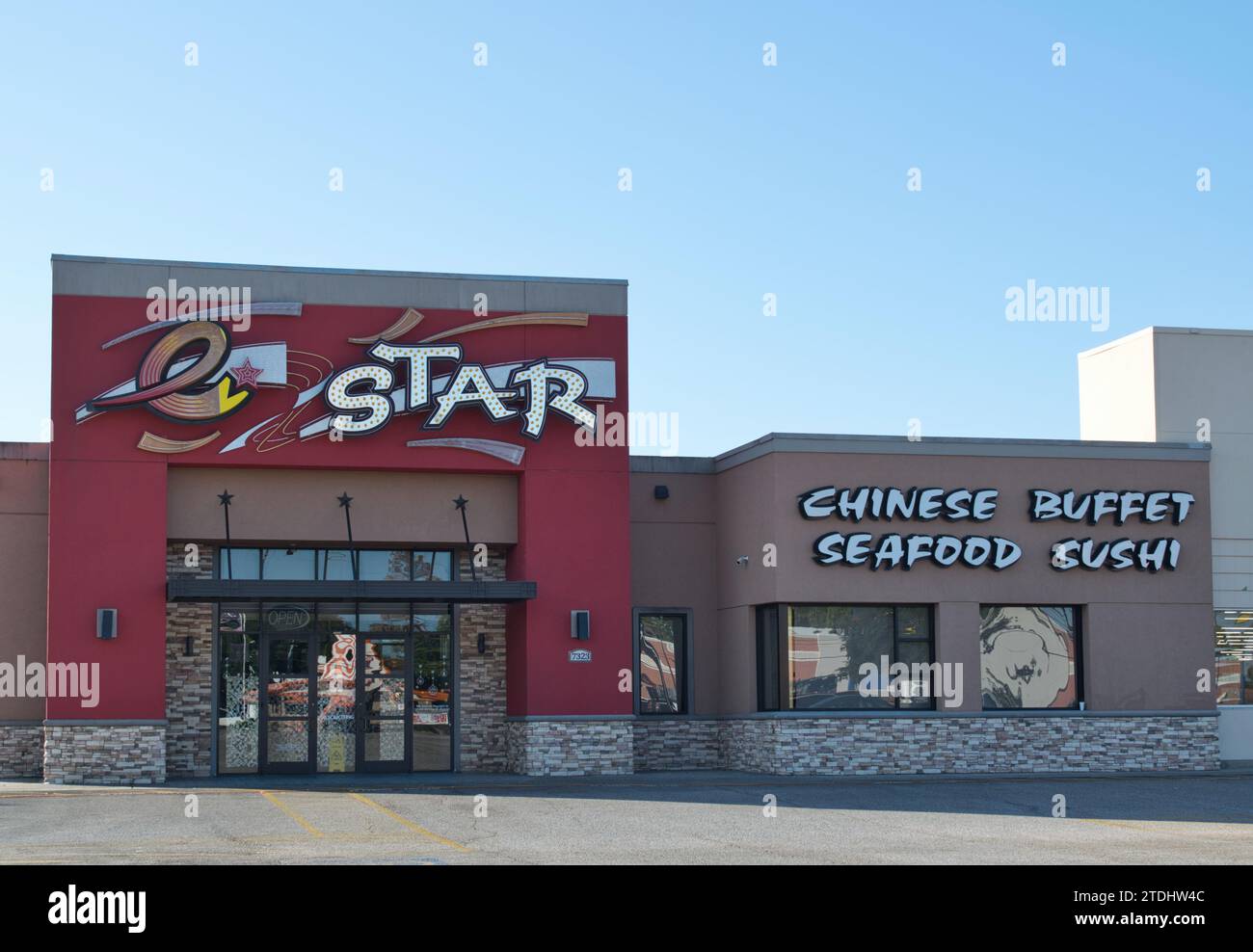 Houston, Texas USA 09-24-2023: E Star Chinese Buffet business storefront exterior in Houston, TX. Local Chinese restaurant chain with copy space. Stock Photo