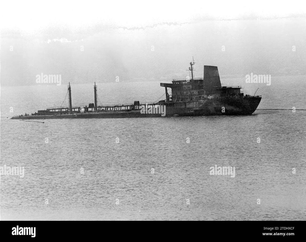01/07/1977. Stern of the Urquiola stranded in the Ares estuary (La Coruña). Credit: Album / Archivo ABC / Ángel Carchenilla Stock Photo