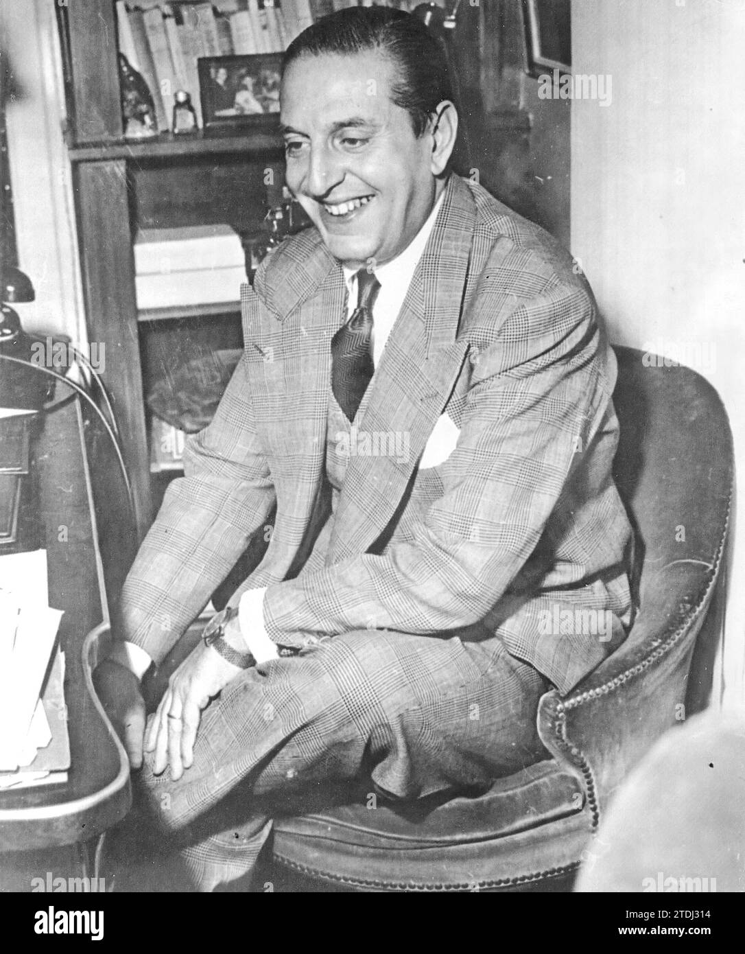 12/31/1953. Joaquín Calvo Sotelo at his work table. Credit: Album / Archivo ABC / Antonio Stock Photo