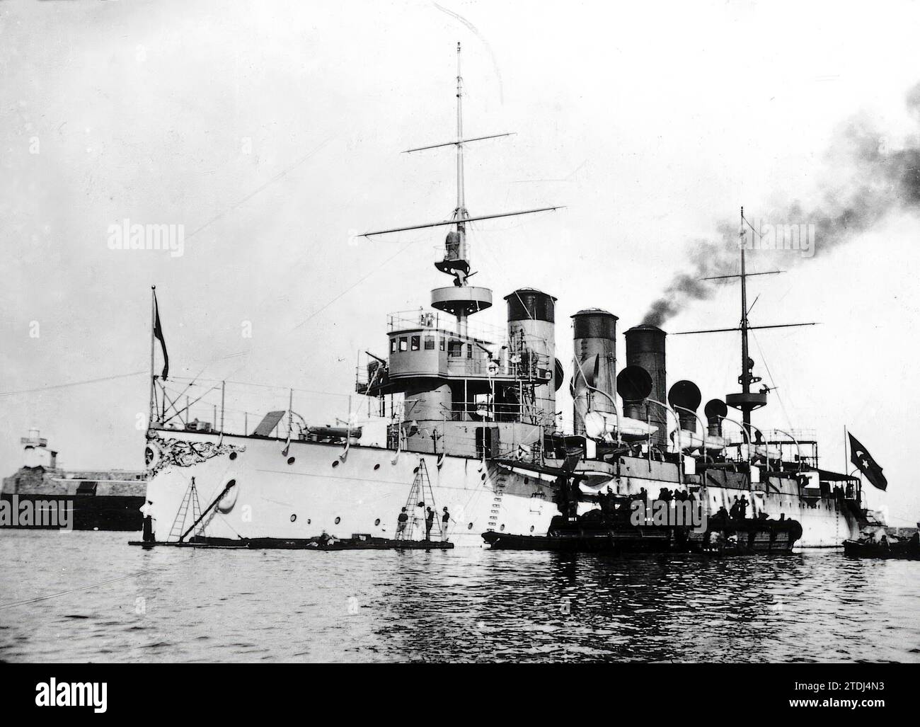 08/31/1911. Turkish Navy. The Turkish battleship Messoudih, one of the ...