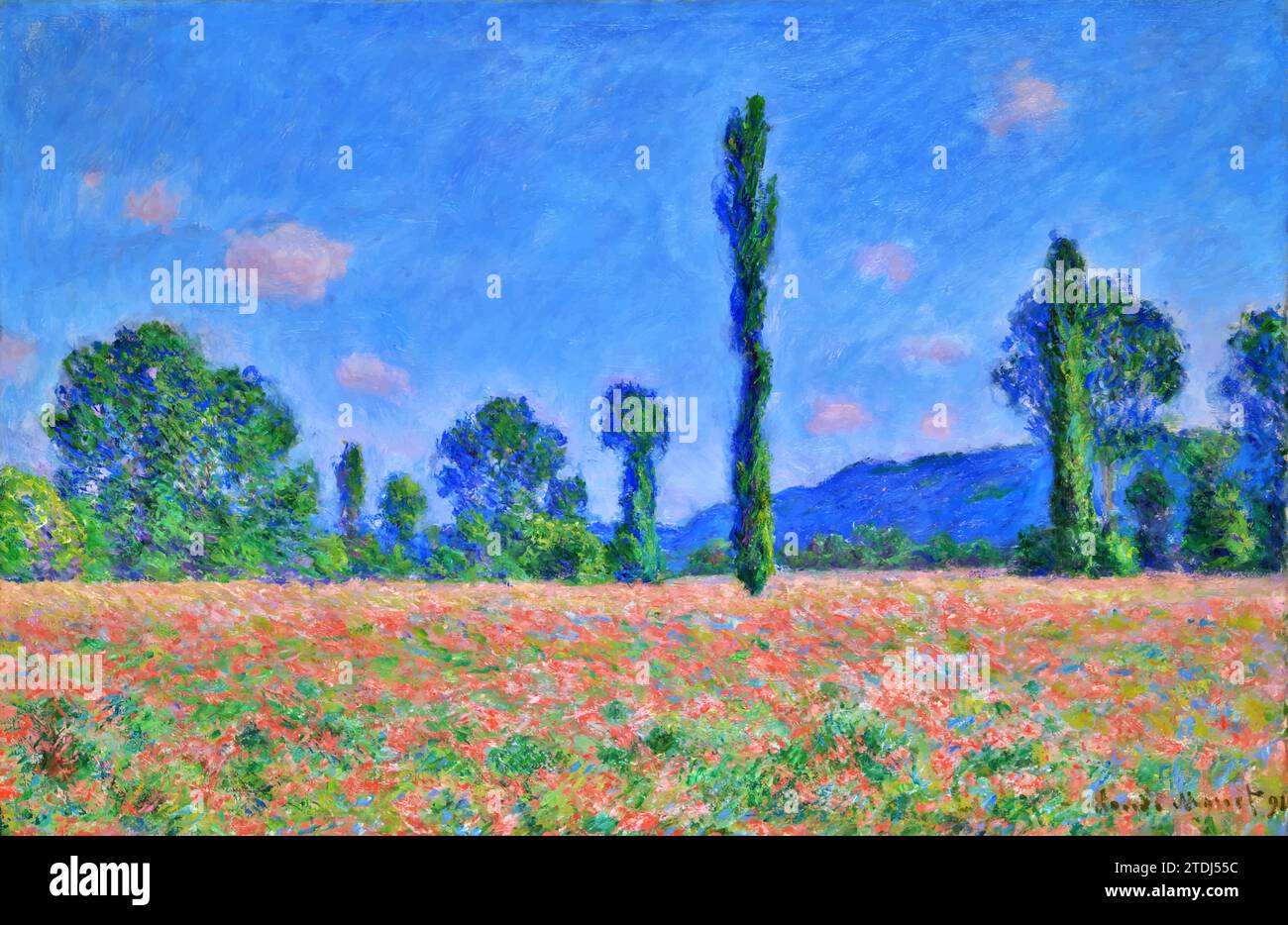 Poppy Field (Giverny) 1890-91 (Painting) by Artist Monet, Claude (1840-1926) / French. Stock Vector