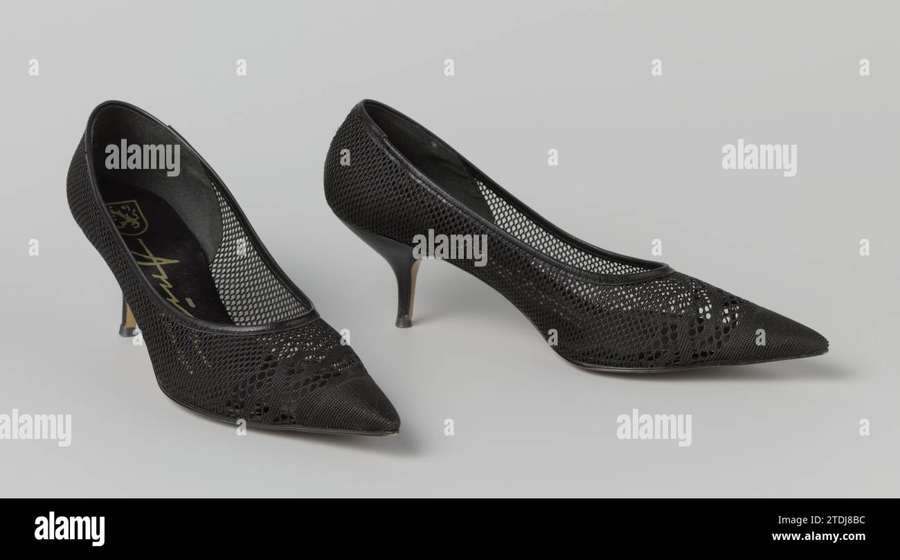 Shoe of black openwork nylon anita c. 1965 Left shoe made of