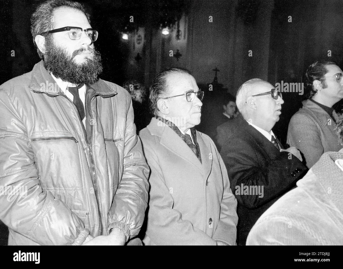 01/23/1978. Santiago Carrillo at the funeral held in the Church of Santa Bárbara on the occasion of the first anniversary of the Atocha massacre. Credit: Album / Archivo ABC Stock Photo