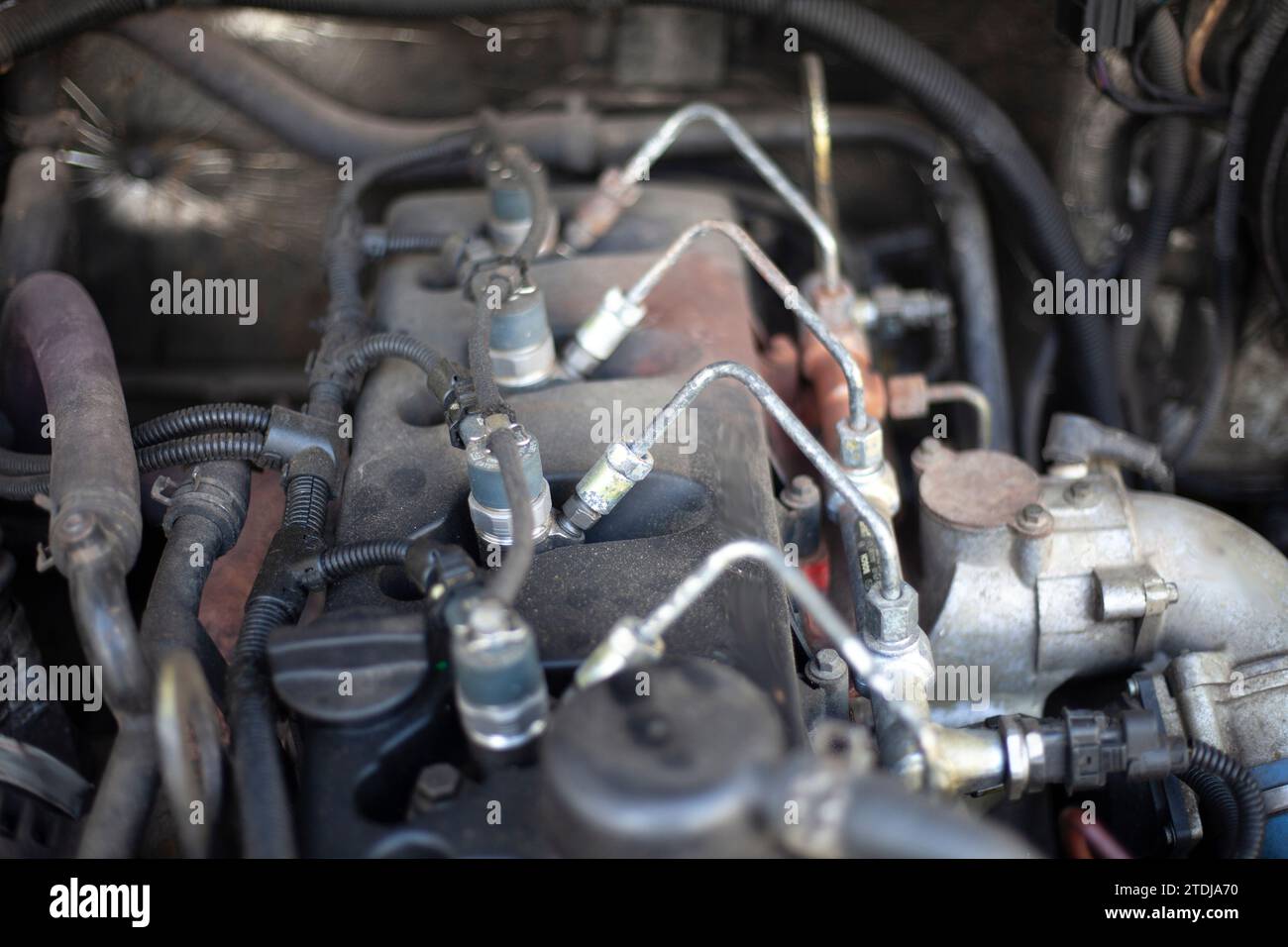 The engine of the car. Under the hood of the car. Internal Combustion