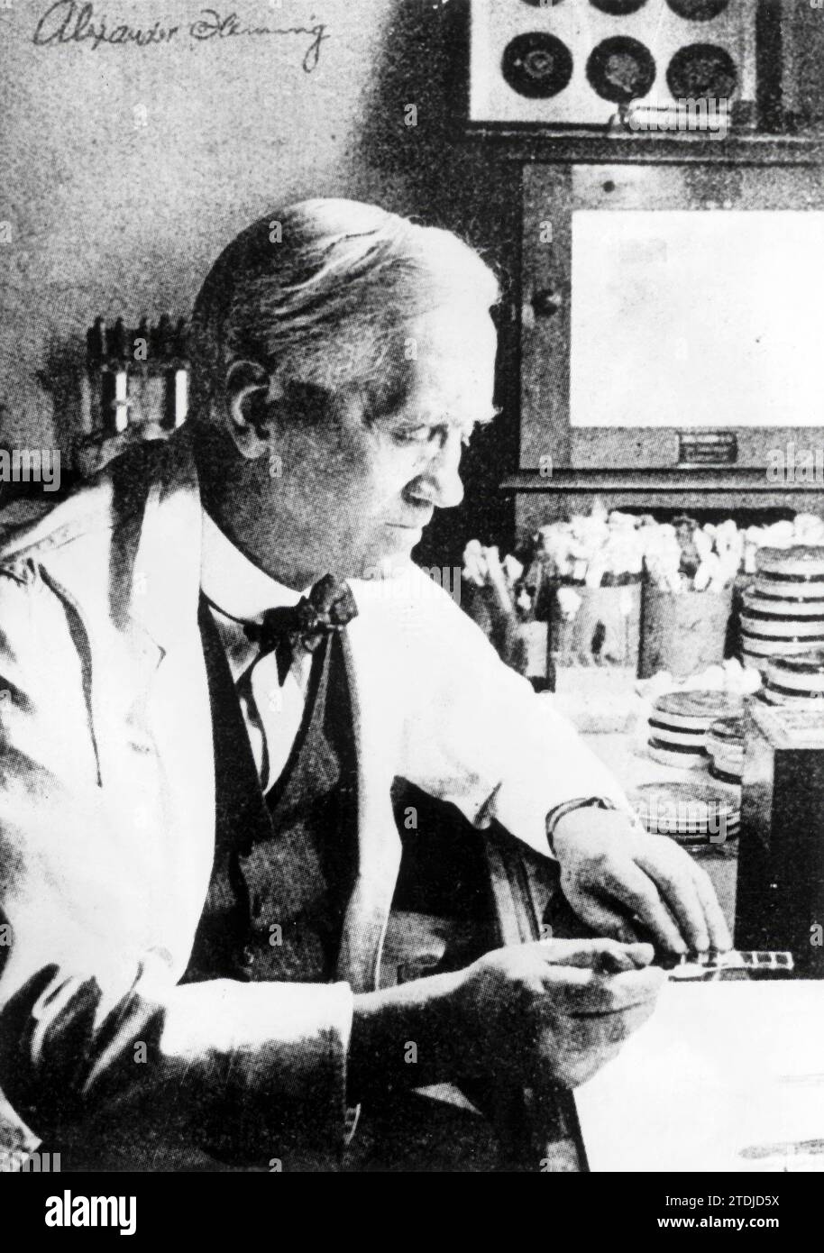 12/31/1929. Photograph taken by Professor Bustiza of Sir Alexander Fleming, during one of the