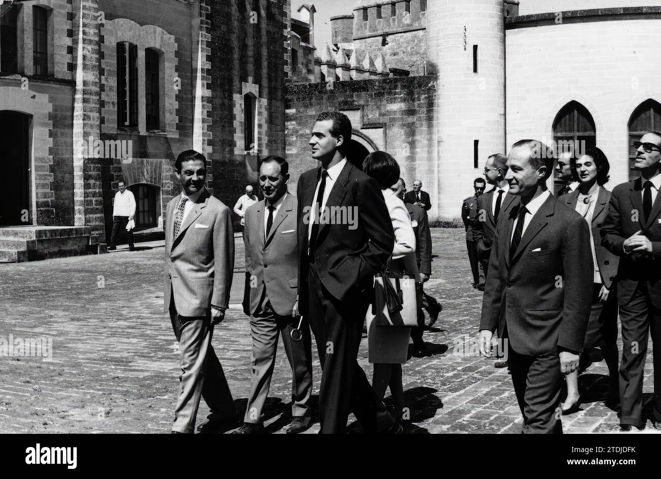 04/27/1964. Visit to Córdoba of the Princes Don Juan Carlos and Doña Sofía. In the Image, Don Juan Carlos visits the castle of Almodóvar del Río. Credit: Album / Archivo ABC / LADIS Ladislao Rodríguez Stock Photo