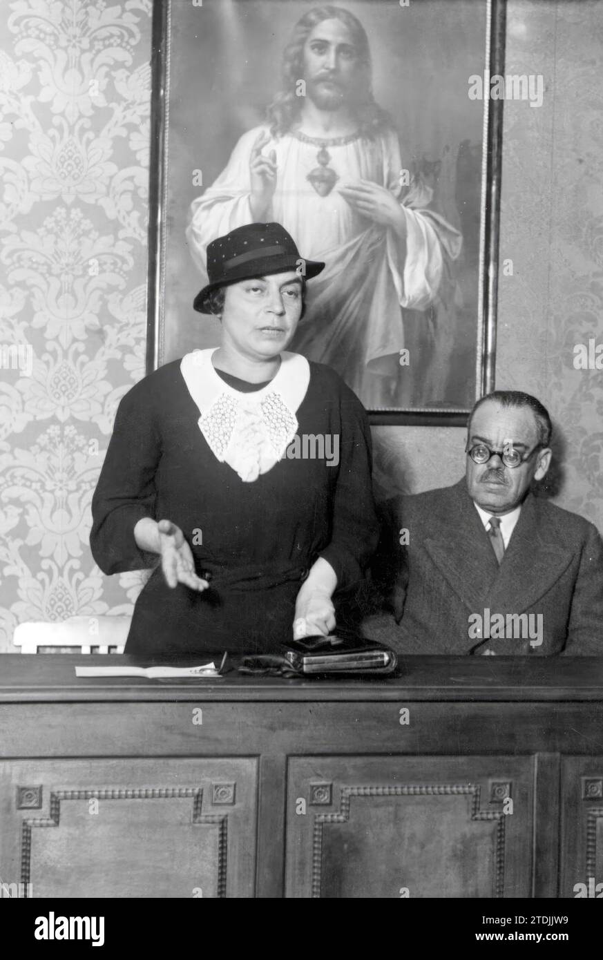 10/31/1935. In the federation of Friends of Education, the deputy A Cortes, Mrs. Francisca Bohigas, gave a conference on the topic "Problems of public education in the ministry and before Parliament". Credit: Album / Archivo ABC / Albero y Segovia Stock Photo