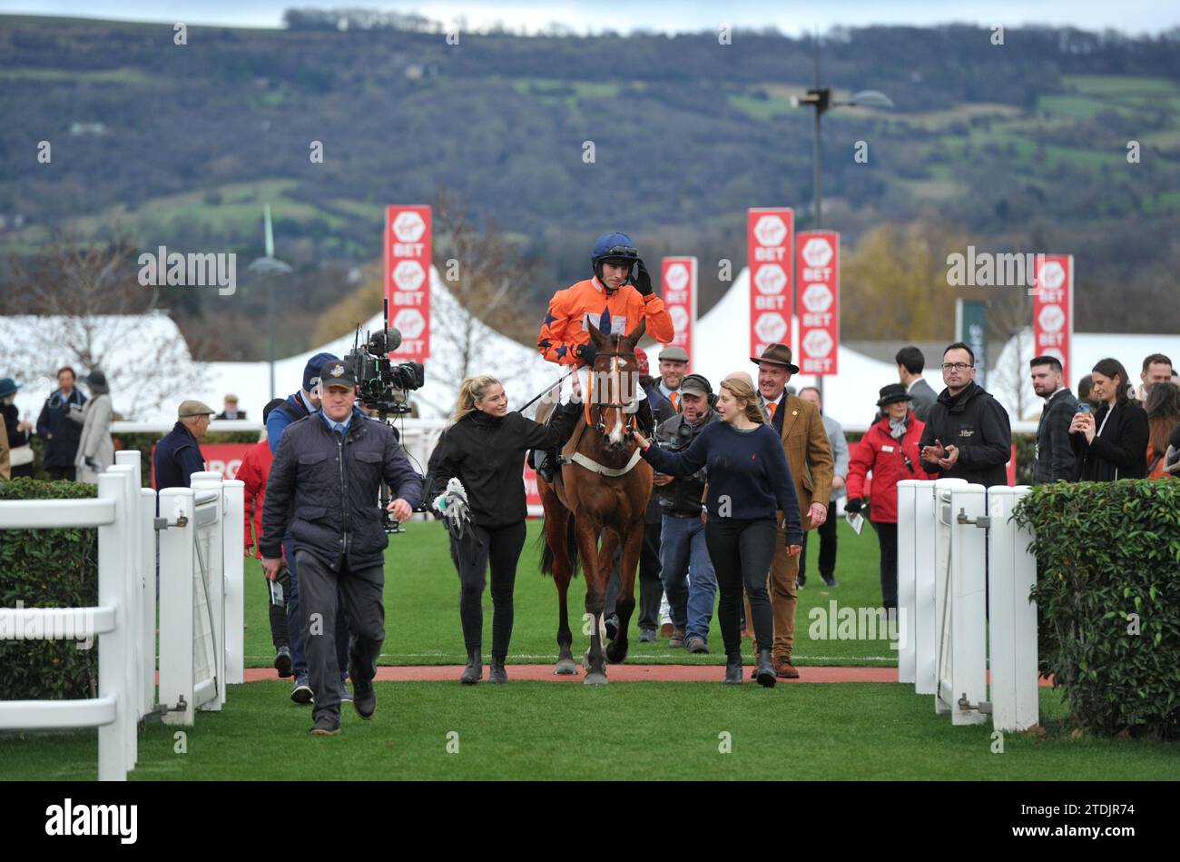 Racing at Cheltenham Day 2 of the Christmas Meet   Race 3 The Quintessentially Handicap Chase    Race winner Madara ridden by Harry Cobden and trained Stock Photo