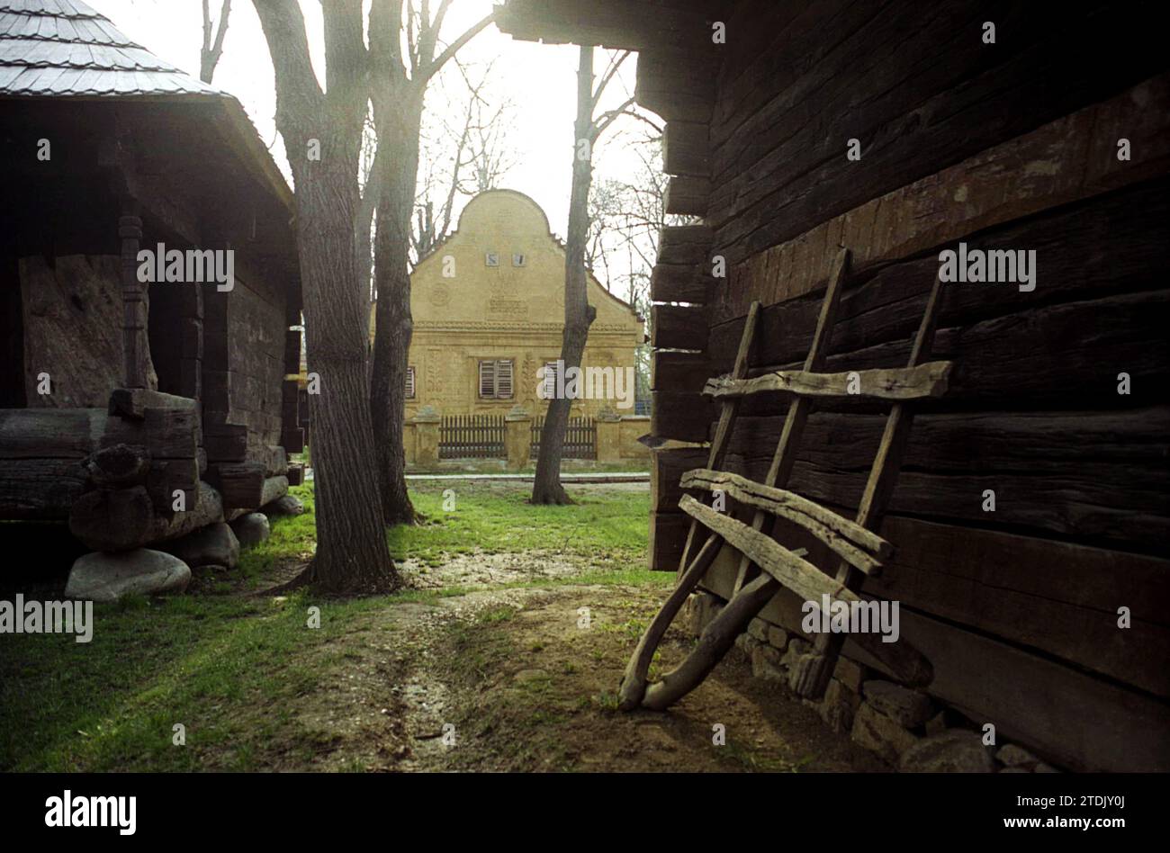 Old original houses displayed at Dimitrie Gusti National Village Museum, Bucharest, Romania, approx. 2000 Stock Photo