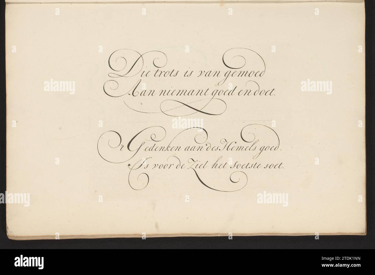 Writing example: that is proud of mind, Bastiaan Boers, 1660 - 1751 ...