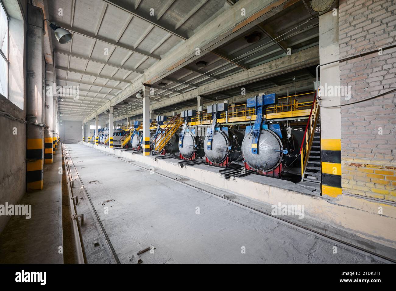 Autoclaves for foam concrete blocks hardening at factory Stock Photo ...