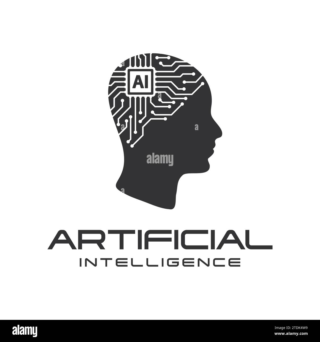 Artificial intelligence robot brain logo, smart human future technology Stock Vector