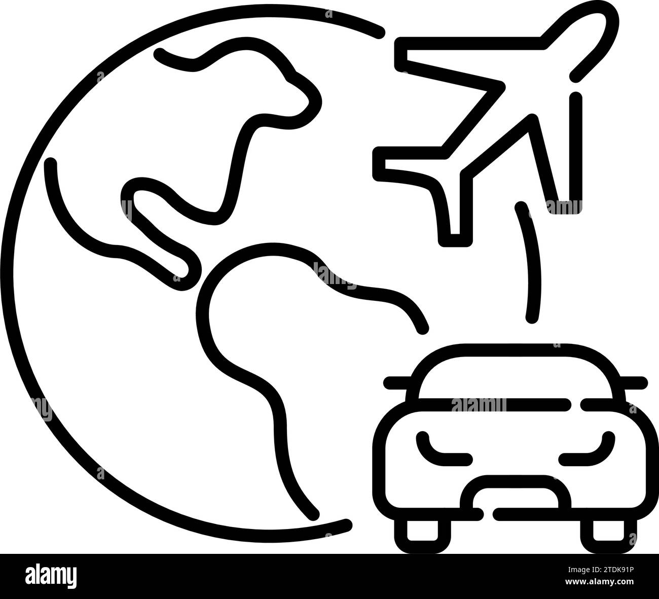 Earth globe, airplane and car. International global car rental service