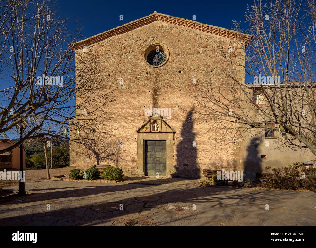 Church of Sant Salvador de Guardiola on a winter afternoon (Bages, Barcelona, Catalonia, Spain) ESP: Iglesia de Sant Salvador de Guardiola. Bages, BCN Stock Photo