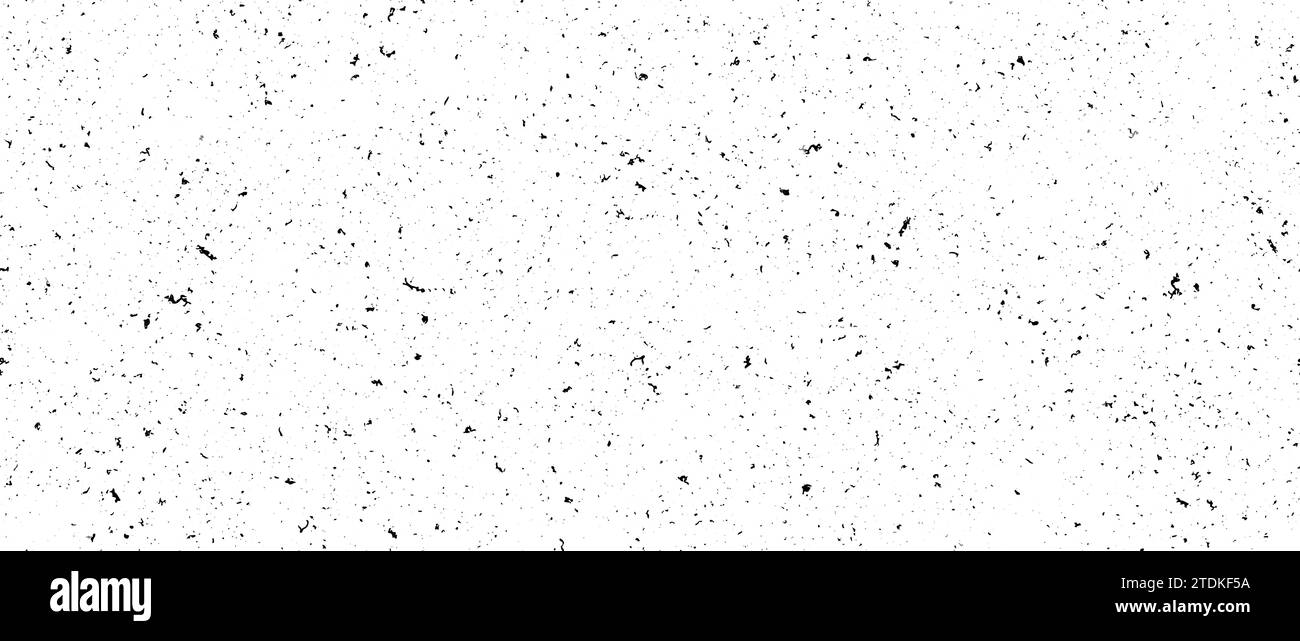 Black and white mottled seamless pattern. Small dirty grunge sprinkles, particles, dots and spots texture. Noise grain repeating background. Overlay random grit wallpaper. Vector dust backdrop Stock Vector