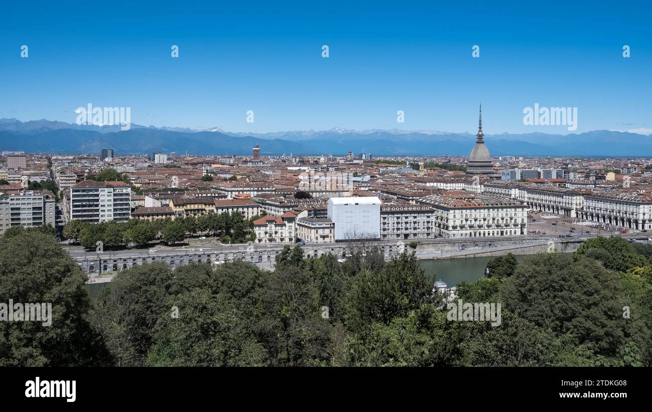 Cityscape of Turin, Italy, featuring the iconic Mole Antonelliana ...
