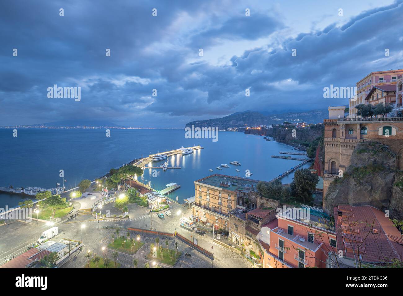 Sorrento, Italy 2023 November 19 View of the harbor and cliffs of