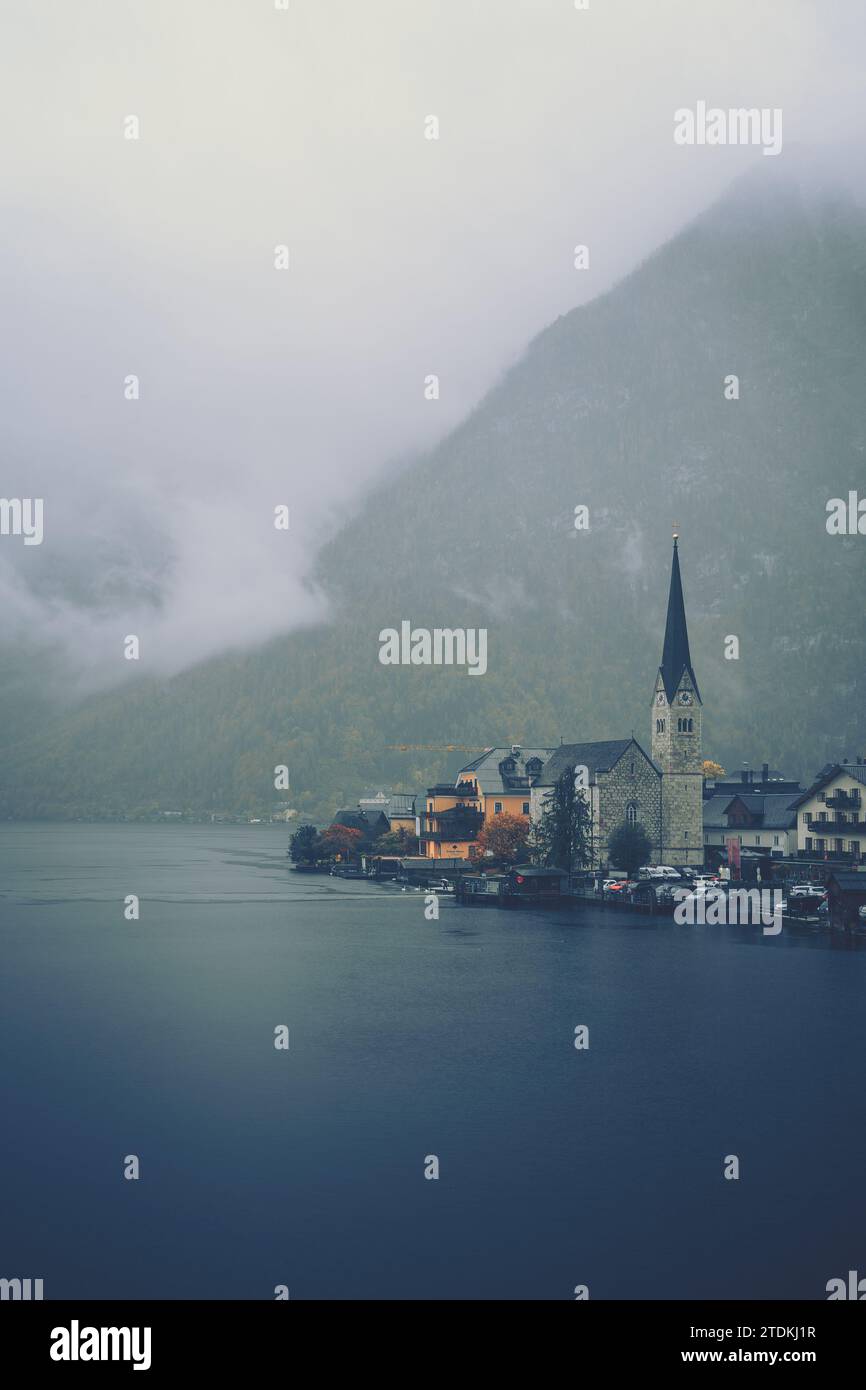 Cold raining day in Hallstatt, Austria Stock Photo - Alamy