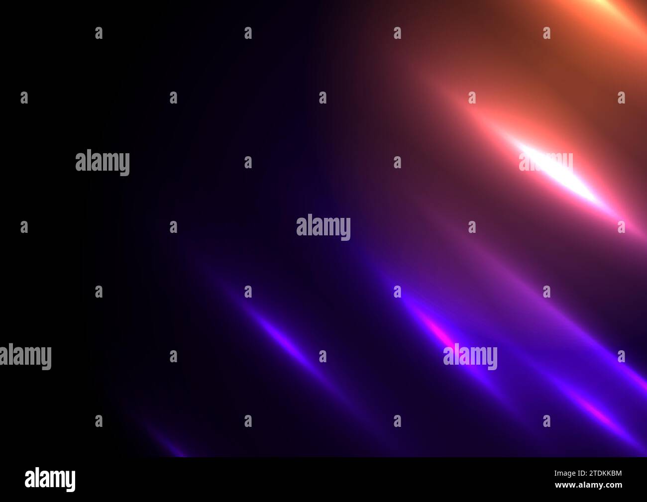 Abstract black background with violet orange neon glowing stripes ...