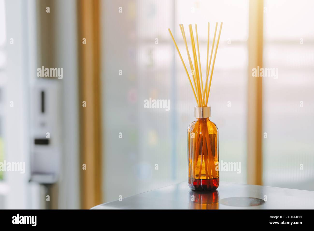 Reed diffuser home room natural scent aroma oil for relaxation Stock Photo