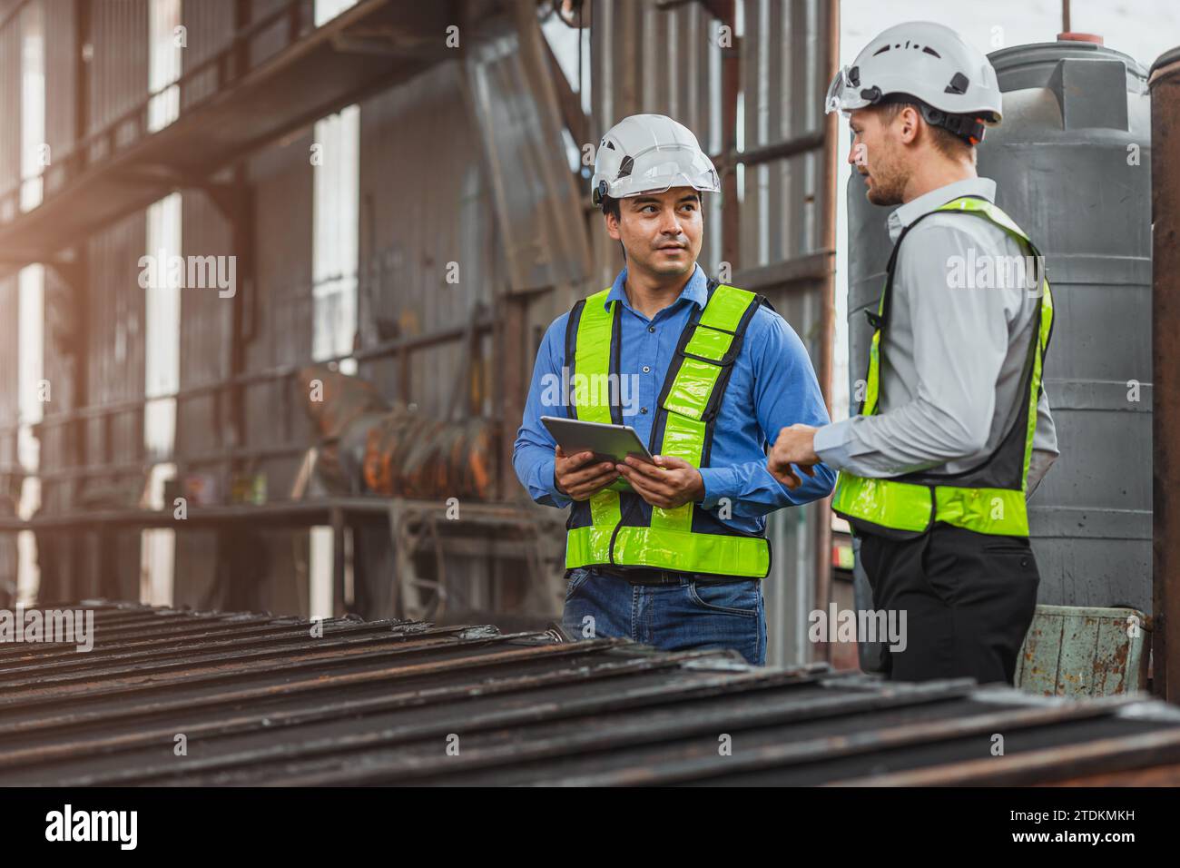 Professional engineer mechanic team working together in