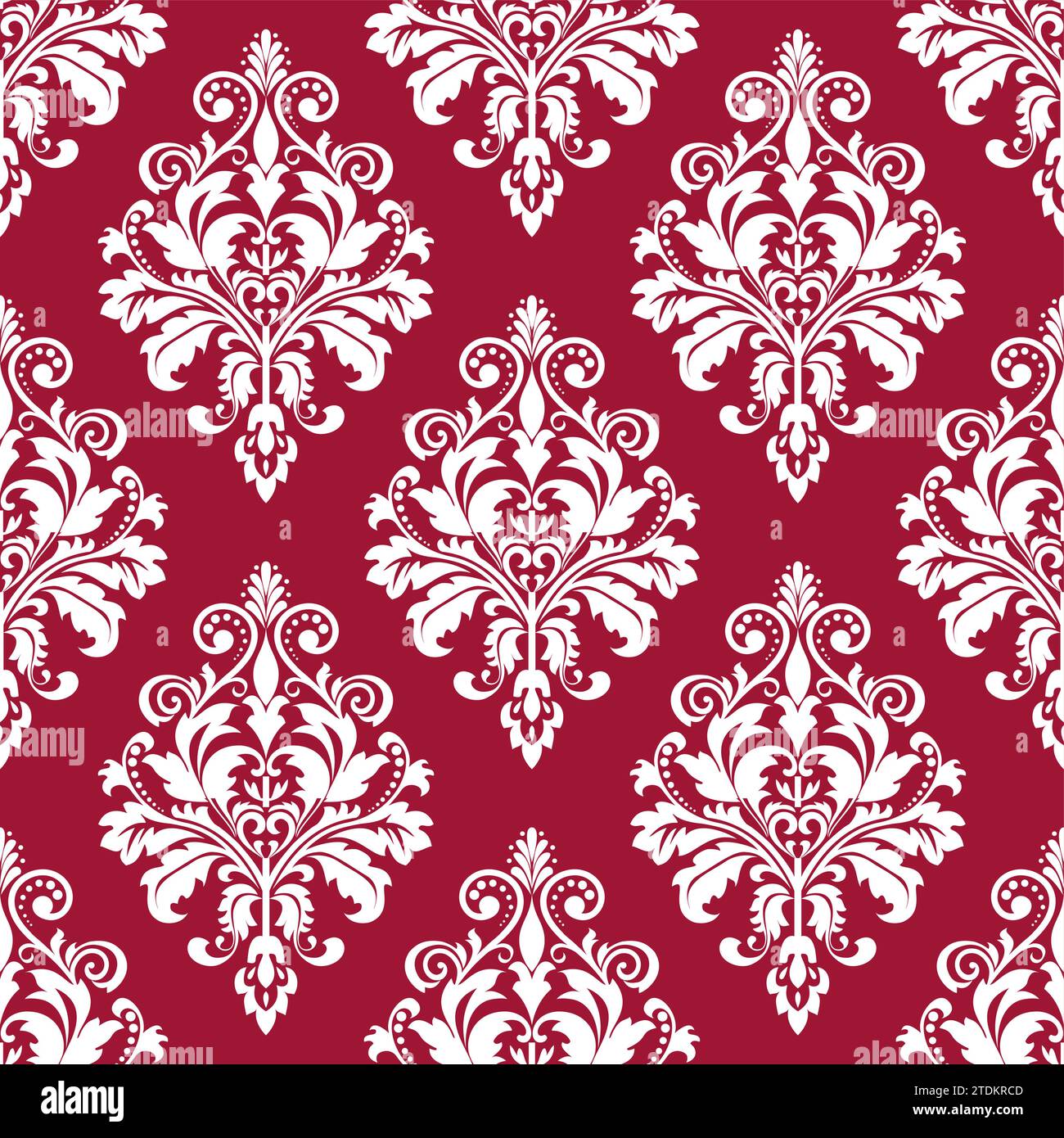 Floral pattern. Wallpaper baroque, damask. Seamless vector background. Red and white ornament
