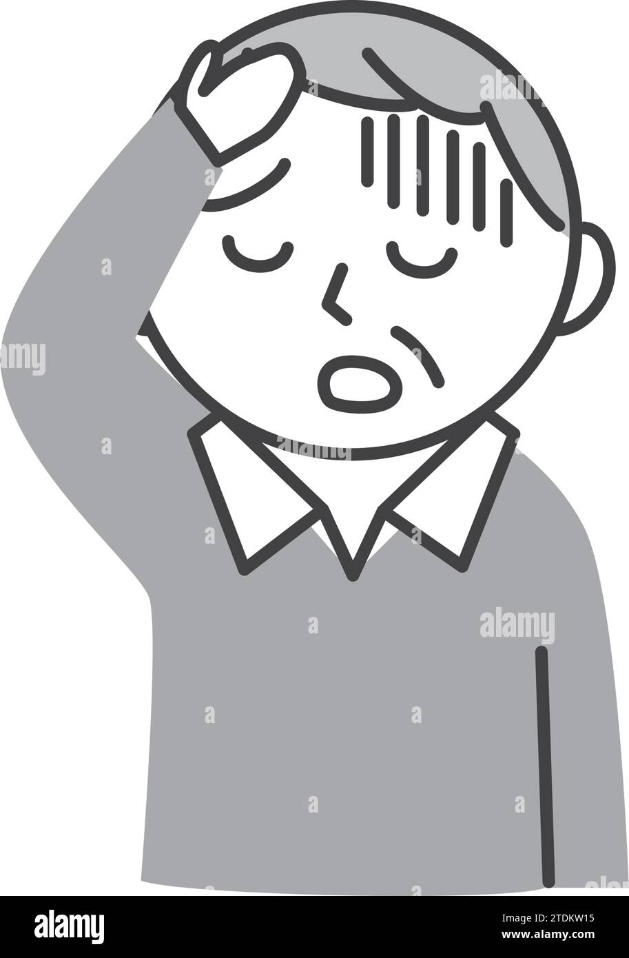 A senior man who is not feeling well. Illustration of fatigue, headache
